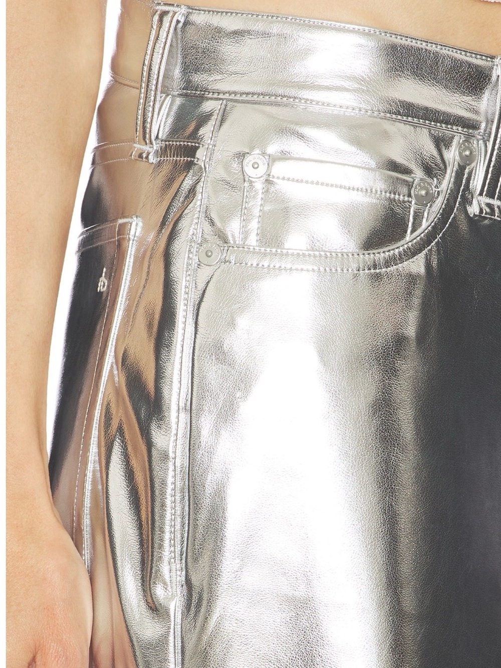 NEW rag & bone metallic silver faux-leather wide-leg pants sz 27 - Picture 9 of 10